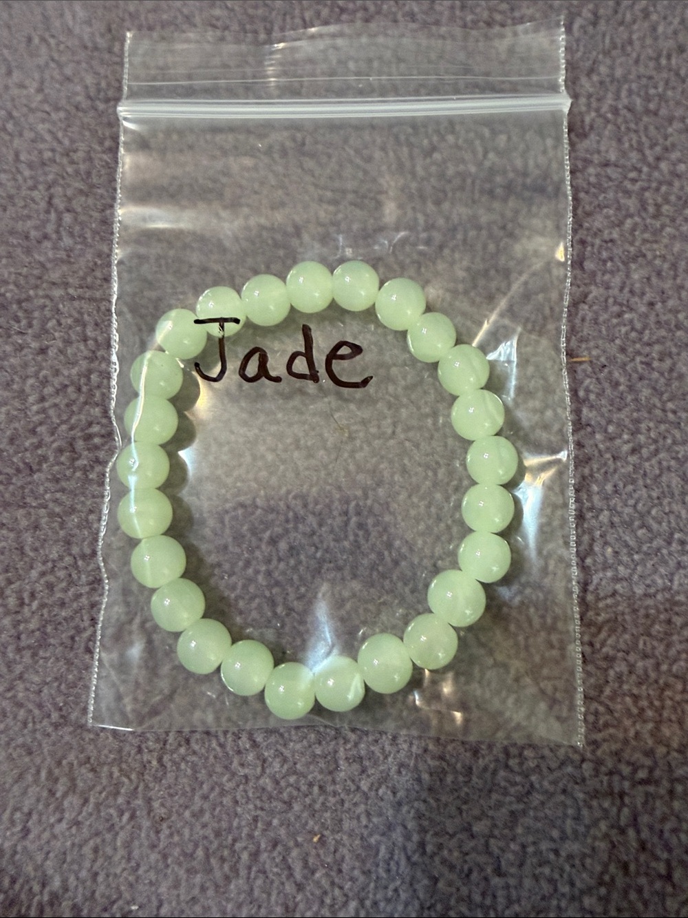 Unbranded Light Green Jade-Color Beaded Stretch Bracelet